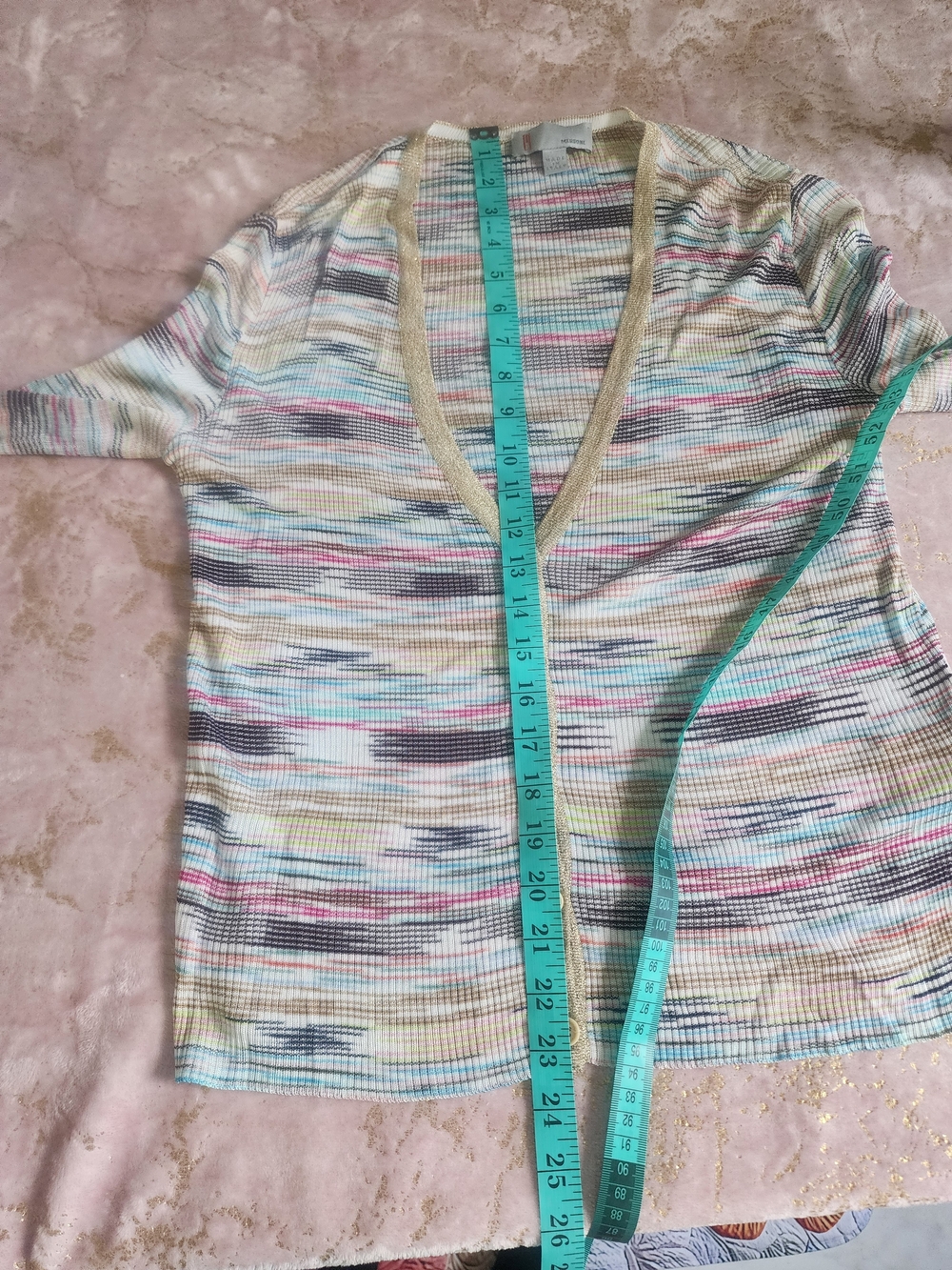 M MISSONO | Multicolor Striped V-Neck Button Cardigan - Picture 15 of 16